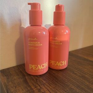 PINK Victoria's Secret Peach Luminous Body Cream - Pink Bottles
